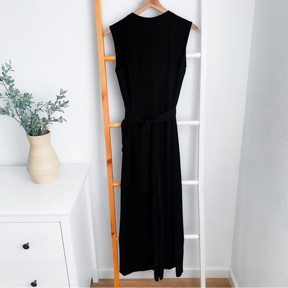 Yigal Azrouel Jumpsuit Front Zip Belted Black Sleeves Wide Leg Women’s 3 - Picture 2 of 12